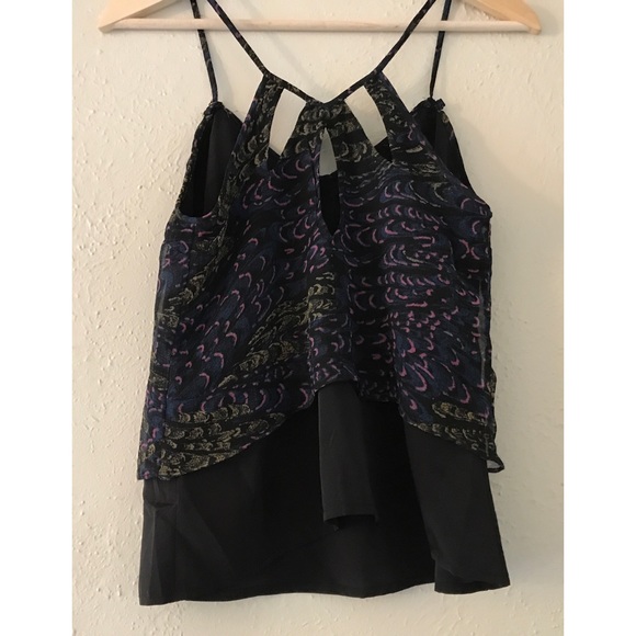 Urban Outfitters Kimchi Blue Black Purple Embellished Cutouts Tank Top Blouse - Picture 2 of 5